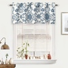 image:imageDriftAway Boho Linen Blend Kitchen Valance Curtain Blackout 18 Inch for Living Room Lined Rod Pocket Floral Farmhouse Country Short Curtains for Small Windows 1 PanelIvory Navy