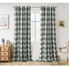 image:imageDriftAway Buffalo Plaid Blackout Curtains 2 Panels W52 x L63 BlackWovenloden Green