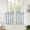 image:imageDriftAway Kitchen Curtains Striped Tier Linen Short Curtains Windowpane Plaid Cafe 45 Inch Length for Living Room Bathroom Chris Farmhouse Rustic Rod Pocket 2 Panels GrayChris Navy