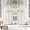 image:imageDriftAway Kitchen Curtains Striped Tier Linen Short Curtains Windowpane Plaid Cafe 45 Inch Length for Living Room Bathroom Chris Farmhouse Rustic Rod Pocket 2 Panels GrayBlack