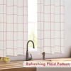 image:imageDriftAway Kitchen Curtains Striped Tier Linen Short Curtains Windowpane Plaid Cafe 45 Inch Length for Living Room Bathroom Chris Farmhouse Rustic Rod Pocket 2 Panels GrayPlaid Red