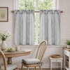 image:imageDriftAway Kitchen Curtains Striped Tier Linen Short Curtains Windowpane Plaid Cafe 45 Inch Length for Living Room Bathroom Chris Farmhouse Rustic Rod Pocket 2 Panels GrayHyggegray