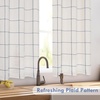 image:imageDriftAway Kitchen Curtains Striped Tier Linen Short Curtains Windowpane Plaid Cafe 45 Inch Length for Living Room Bathroom Chris Farmhouse Rustic Rod Pocket 2 Panels GrayNavy