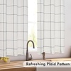 image:imageDriftAway Kitchen Curtains Striped Tier Linen Short Curtains Windowpane Plaid Cafe 45 Inch Length for Living Room Bathroom Chris Farmhouse Rustic Rod Pocket 2 Panels GrayBlack
