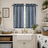 image:imageDriftAway Kitchen Curtains Striped Tier Linen Short Curtains Windowpane Plaid Cafe 45 Inch Length for Living Room Bathroom Chris Farmhouse Rustic Rod Pocket 2 Panels GrayHyggenavy