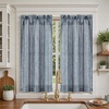 image:imageDriftAway Kitchen Curtains Striped Tier Linen Short Curtains Windowpane Plaid Cafe 45 Inch Length for Living Room Bathroom Chris Farmhouse Rustic Rod Pocket 2 Panels GrayHyggenavy