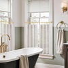 image:imageDriftAway Kitchen Curtains Striped Tier Linen Short Curtains Windowpane Plaid Cafe 45 Inch Length for Living Room Bathroom Chris Farmhouse Rustic Rod Pocket 2 Panels GrayTickingbeige