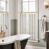 image:imageDriftAway Kitchen Curtains Striped Tier Linen Short Curtains Windowpane Plaid Cafe 45 Inch Length for Living Room Bathroom Chris Farmhouse Rustic Rod Pocket 2 Panels GrayTickingbeige