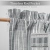 image:imageDriftAway Kitchen Curtains Striped Tier Linen Short Curtains Windowpane Plaid Cafe 45 Inch Length for Living Room Bathroom Chris Farmhouse Rustic Rod Pocket 2 Panels GrayHyggegray