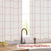 image:imageDriftAway Kitchen Curtains Striped Tier Linen Short Curtains Windowpane Plaid Cafe 45 Inch Length for Living Room Bathroom Chris Farmhouse Rustic Rod Pocket 2 Panels GrayPlaid Red