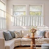 image:imageDriftAway Kitchen Curtains Striped Tier Linen Short Curtains Windowpane Plaid Cafe 45 Inch Length for Living Room Bathroom Chris Farmhouse Rustic Rod Pocket 2 Panels GrayTickingbeige