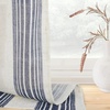 image:imageDriftAway Kitchen Curtains Striped Tier Linen Short Curtains Windowpane Plaid Cafe 45 Inch Length for Living Room Bathroom Chris Farmhouse Rustic Rod Pocket 2 Panels GrayChris Dark Blue