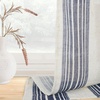image:imageDriftAway Kitchen Curtains Striped Tier Linen Short Curtains Windowpane Plaid Cafe 45 Inch Length for Living Room Bathroom Chris Farmhouse Rustic Rod Pocket 2 Panels GrayChris Dark Blue