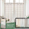 image:imageDriftAway Kitchen Curtains Striped Tier Linen Short Curtains Windowpane Plaid Cafe 45 Inch Length for Living Room Bathroom Chris Farmhouse Rustic Rod Pocket 2 Panels GrayLoden Green