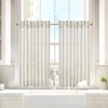 image:imageDriftAway Kitchen Curtains Striped Tier Linen Short Curtains Windowpane Plaid Cafe 45 Inch Length for Living Room Bathroom Chris Farmhouse Rustic Rod Pocket 2 Panels GrayFarmhouse Loden Green