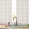 image:imageDriftAway Kitchen Curtains Striped Tier Linen Short Curtains Windowpane Plaid Cafe 45 Inch Length for Living Room Bathroom Chris Farmhouse Rustic Rod Pocket 2 Panels GrayLoden Green