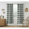 image:imageDriftAway Buffalo Plaid Blackout Curtains 2 Panels W52 x L63 BlackWovenloden Green