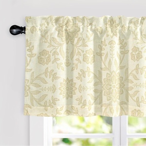 image:imageDriftAway Boho Linen Blend Kitchen Valance Curtain Blackout 18 Inch for Living Room Lined Rod Pocket Floral Farmhouse Country Short Curtains for Small Windows 1 PanelIvory Beige