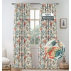 image:imageDriftAway Ada Floral Botanical Print Flower Leaf Lined Thermal Insulated Room Darkening Blackout Tie Up Window Curtains 2 Layers Each 45 Inch by 63 Inch Ivory Orange TealLinen Orange Tealback Tab