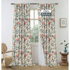 image:imageDriftAway Ada Floral Botanical Print Flower Leaf Lined Thermal Insulated Room Darkening Blackout Tie Up Window Curtains 2 Layers Each 45 Inch by 63 Inch Ivory Orange TealLinen Orange Tealback Tab