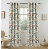image:imageDriftAway Ada Floral Botanical Print Flower Leaf Lined Thermal Insulated Room Darkening Blackout Tie Up Window Curtains 2 Layers Each 45 Inch by 63 Inch Ivory Orange TealLinen Orange Tealgrommet