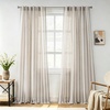 image:imageDriftAway Farmhouse Curtains for Living Room Vertical Striped Linen Curtains Semi Sheer Light Filtering Grommet Window Treatments 84 Inches Long 2 Panels Pinstripe Navy on BeigeB Black on Beige