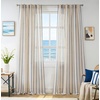 image:imageDriftAway Farmhouse Curtains for Living Room Vertical Striped Linen Curtains Semi Sheer Light Filtering Grommet Window Treatments 84 Inches Long 2 Panels Pinstripe Navy on BeigeB Navy on Beige