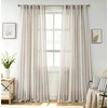 image:imageDriftAway Farmhouse Curtains for Living Room Vertical Striped Linen Curtains Semi Sheer Light Filtering Grommet Window Treatments 84 Inches Long 2 Panels Pinstripe Navy on BeigeB Black on Beige