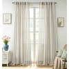 image:imageDriftAway Farmhouse Curtains for Living Room Vertical Striped Linen Curtains Semi Sheer Light Filtering Grommet Window Treatments 84 Inches Long 2 Panels Pinstripe Navy on BeigeB Loden Green on Beige