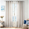 image:imageDriftAway Farmhouse Curtains for Living Room Vertical Striped Linen Curtains Semi Sheer Light Filtering Grommet Window Treatments 84 Inches Long 2 Panels Pinstripe Navy on BeigeG Navy on Beige