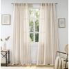image:imageDriftAway Farmhouse Curtains for Living Room Vertical Striped Linen Curtains Semi Sheer Light Filtering Grommet Window Treatments 84 Inches Long 2 Panels Pinstripe Navy on BeigeB Grey on Beige