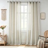image:imageDriftAway Farmhouse Curtains for Living Room Vertical Striped Linen Curtains Semi Sheer Light Filtering Grommet Window Treatments 84 Inches Long 2 Panels Pinstripe Navy on BeigeG Loden Green on Beige