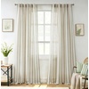 image:imageDriftAway Farmhouse Curtains for Living Room Vertical Striped Linen Curtains Semi Sheer Light Filtering Grommet Window Treatments 84 Inches Long 2 Panels Pinstripe Navy on BeigeB Loden Green on Beige
