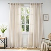 image:imageDriftAway Farmhouse Curtains for Living Room Vertical Striped Linen Curtains Semi Sheer Light Filtering Grommet Window Treatments 84 Inches Long 2 Panels Pinstripe Navy on BeigeB Grey on Beige