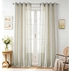 image:imageDriftAway Farmhouse Curtains for Living Room Vertical Striped Linen Curtains Semi Sheer Light Filtering Grommet Window Treatments 84 Inches Long 2 Panels Pinstripe Navy on BeigeG Loden Green on Beige