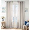 image:imageDriftAway Farmhouse Curtains for Living Room Vertical Striped Linen Curtains Semi Sheer Light Filtering Grommet Window Treatments 84 Inches Long 2 Panels Pinstripe Navy on BeigeG Navy on Beige