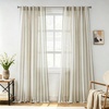 image:imageDriftAway Farmhouse Curtains for Living Room Vertical Striped Linen Curtains Semi Sheer Light Filtering Grommet Window Treatments 84 Inches Long 2 Panels Pinstripe Navy on BeigeB Loden Green on Beige