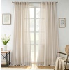 image:imageDriftAway Farmhouse Curtains for Living Room Vertical Striped Linen Curtains Semi Sheer Light Filtering Grommet Window Treatments 84 Inches Long 2 Panels Pinstripe Navy on BeigeB Grey on Beige
