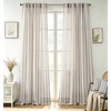 image:imageDriftAway Farmhouse Curtains for Living Room Vertical Striped Linen Curtains Semi Sheer Light Filtering Grommet Window Treatments 84 Inches Long 2 Panels Pinstripe Navy on BeigeB Black on Beige