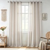 image:imageDriftAway Farmhouse Curtains for Living Room Vertical Striped Linen Curtains Semi Sheer Light Filtering Grommet Window Treatments 84 Inches Long 2 Panels Pinstripe Navy on BeigeG Black on Beige
