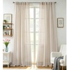 image:imageDriftAway Farmhouse Curtains for Living Room Vertical Striped Linen Curtains Semi Sheer Light Filtering Grommet Window Treatments 84 Inches Long 2 Panels Pinstripe Navy on BeigeB Grey on Beige