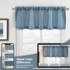 image:imageDriftAway Linen Textured Curtain Valances for Windows Light Filtering 3 Inch Rod Pocket Farmhouse Country Rustic Kitchen Valances for Bedroom Living Room Bathroom 14 inch Length BeigeBlue