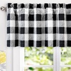 image:imageDriftAway Linen Textured Lined Valances for Windows Buffalo Check Curtain Window Valances Woven Plaid Blackout Thermal Insulated for Kitchen Living Room 1 Pack 52 x 14 TaupeBlack