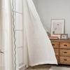image:imageDriftAway Semi Sheer Scalloped Edge White Coastal Beach Window Curtains for Living Room Bedroom 2 Panels Rod Pocket Each Size 52 Inch by 72 Inch GrayLinen Loden Green