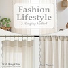 image:imageDriftAway Semi Sheer Scalloped Edge White Coastal Beach Window Curtains for Living Room Bedroom 2 Panels Rod Pocket Each Size 52 Inch by 72 Inch GrayLinen Gray