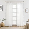 image:imageDriftAway Semi Sheer Scalloped Edge White Coastal Beach Window Curtains for Living Room Bedroom 2 Panels Rod Pocket Each Size 52 Inch by 72 Inch GrayWhite Gray