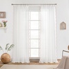 image:imageDriftAway Semi Sheer Scalloped Edge White Coastal Beach Window Curtains for Living Room Bedroom 2 Panels Rod Pocket Each Size 52 Inch by 72 Inch GrayWhite Pink