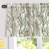 image:imageDriftAway Tree Branch Linen Lined Valance Double Layer Thermal Insulated Room Darkening Blackout Valances 3 Inch Rod Pocket Short Window Valance for Living Room Bathroom 52 Inch by 14 Inch BlueLoden Green
