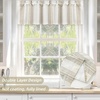 image:imageDriftaway Chris Linen Lined Valance Double Layer Thermal Insulated Room Darkening Blackout Window Valances 3 Inch Rod Pocket Vertical Striped Kitchen Valance for Bathroom 52 by 18 Inch Ivory Dark BlueCamel Beige