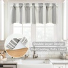 image:imageDriftaway Chris Linen Lined Valance Double Layer Thermal Insulated Room Darkening Blackout Window Valances 3 Inch Rod Pocket Vertical Striped Kitchen Valance for Bathroom 52 by 18 Inch Ivory Dark BlueGrey